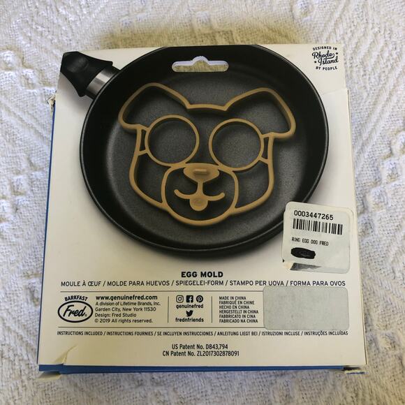 Fred Funny Side Up Dog Silicone Egg Mold Tan Breakfast Novelty Stocking Stuffer - Picture 2 of 8